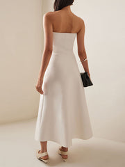 Solid Color Ruffled Tube Maxi Dresses