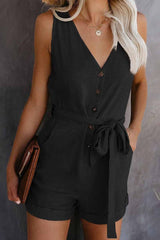 Summer Leisure V-neck Bow Rompers