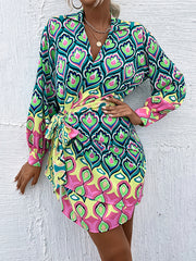 Bohemia Puff Sleeves Floral V-Neck Dress