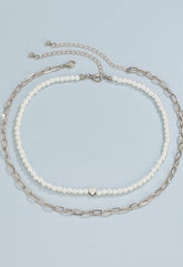 2Pcs Heart Pearl Necklace