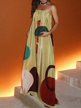 Elasticity Printed Split-Joint Loose Sleeveless Tube Maxi Dresses Evening Dresses