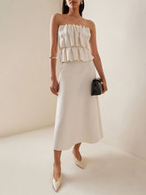 Solid Color Ruffled Tube Maxi Dresses