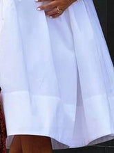 Solid Color Loose Short Sleeves Deep V-Neck Shirt Dress Midi Dresses