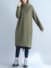 High Collar Fleeced Long Dress