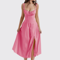 Pink Front Strap Backless Dress