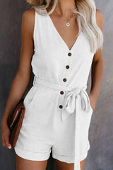 Summer Leisure V-neck Bow Rompers