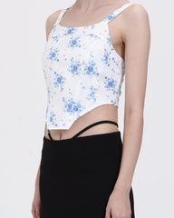 Floral Blue-quet Corset Top