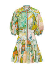 Floral Print Patchwork Half Sleeves Ruffled Mini Dresses