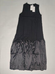 OSHOPLIVE A-line Loose Solid Color Split-Joint Round-neck Maxi Dresses