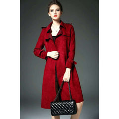 Elegant mid-length slim fit suede windbreaker