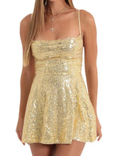 Sequin Backless Tie Up Mini Dress