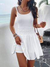 Elasticity Solid Color A-Line High Waisted Spaghetti-Neck Mini Dresses