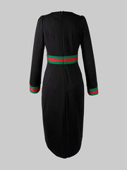 Long Sleeves Striped Deep V-Neck Mini Dresses