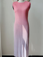 Gradient Pleated Split-Side Loose Sleeveless Round-Neck Midi Dresses