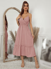 Vacation A-Line Solid Color V-Neck Dress