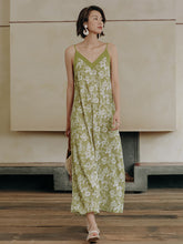 Vacation Sleeveless A-Line Floral Printed V-Neck Dress