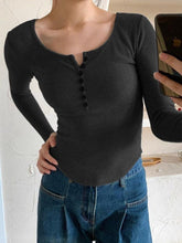 Solid Breasted Slim Long Sleeve Tee