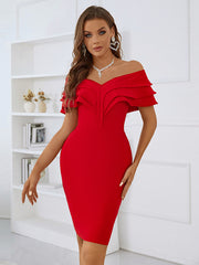 Vacation Wrap Solid Color One-Shoulder Dress