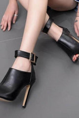 metal buckle high heel fish mouth sandals