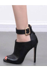 metal buckle high heel fish mouth sandals