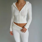 Ivory Two-Piece Knit Sweatsuit Set