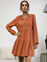 Bohemia Loose Buckle Round-Neck Dress