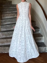 Lace Flower Sleeveless Maxi Dresses