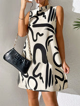 Contrast Color Printed A-line Sleeveless Mini Dresses