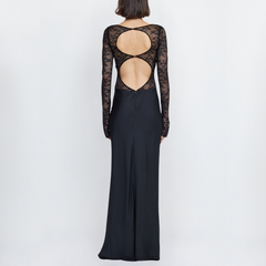 Black Lace Bodice Long Sleeves Dress