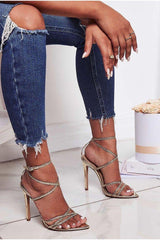 Gold heel braided sandals
