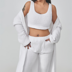 White Chic Matching 3-Piece Warm Lounge Set.