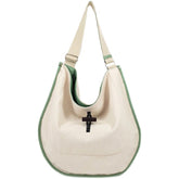 Green Trim Round Canvas Tote Bag