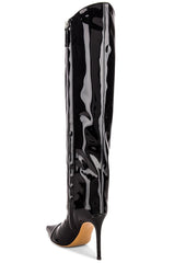 Black High Fashion Metallic Knee High Boots