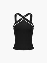 Knit Top With Contrasting Trim Strap