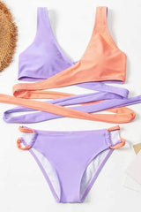 Crisscross lace bikini