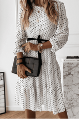 Midi White dress with polka dots