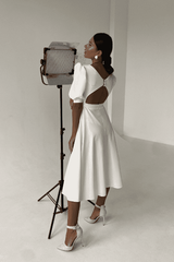 Backless high waist midi dress