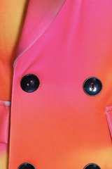 Double-breasted printed suit + elastic pants