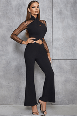 French elegant hollowed-out skinny long wide-leg jumpsuit