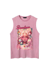 Dreamy Girl Printed Vintage Tank Top
