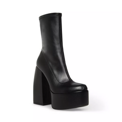 Black Edgy Chunky Heeled Platform Boots