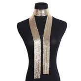 Metal Mesh Thin Neck Tie Scarf