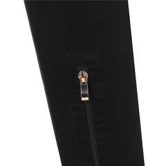 Black Stretch Suede Thigh High Boots