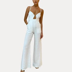 Strapless sexy club white jumpsuit