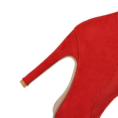 Red Stretch Suede Thigh High Boots