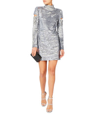 Silver Metallic Triple Strap Stiletto Heel Sandals