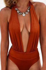 Hollow Out Deep V Neck One Piece