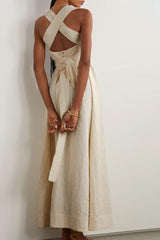 Summer cross wide loop wrap dress