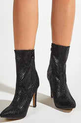 Leather Zippers Black Pointy Toe Stiletto High Heel Boot