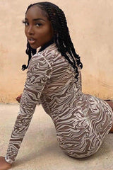 Mesh Print Woman Long Dress